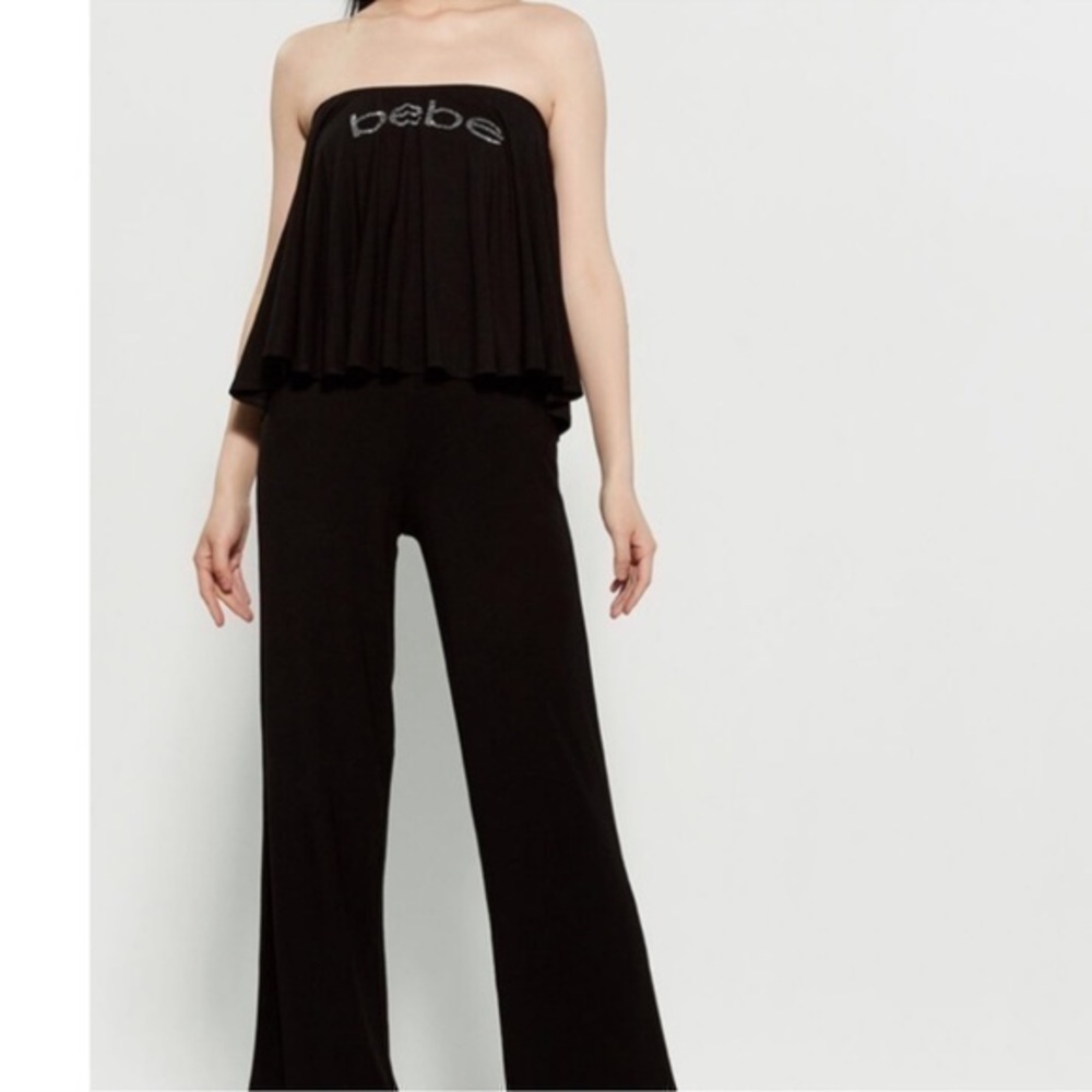 Bebe Strapless Jumpsuit Black Size 2X